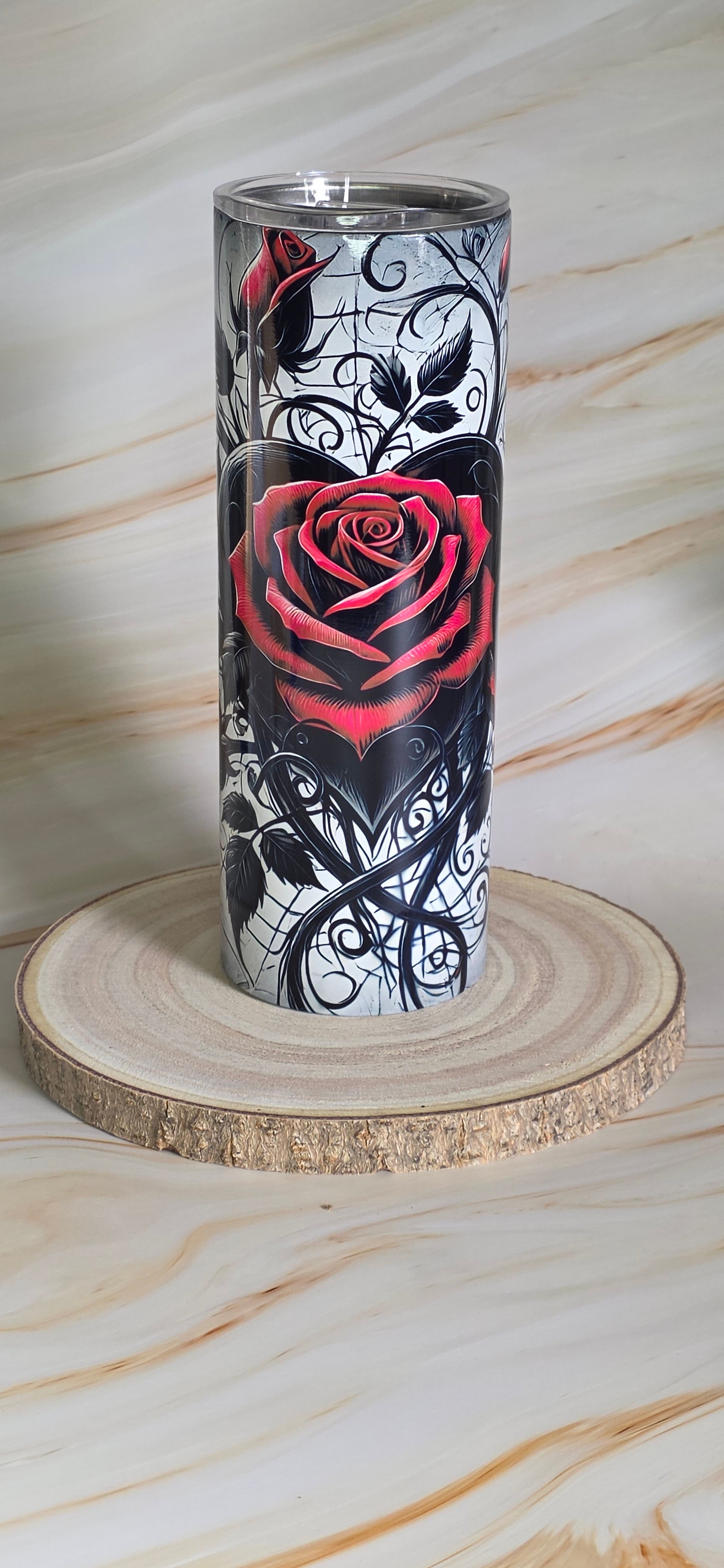 Gothic Heart & Rose 20oz Skinny Tumbler