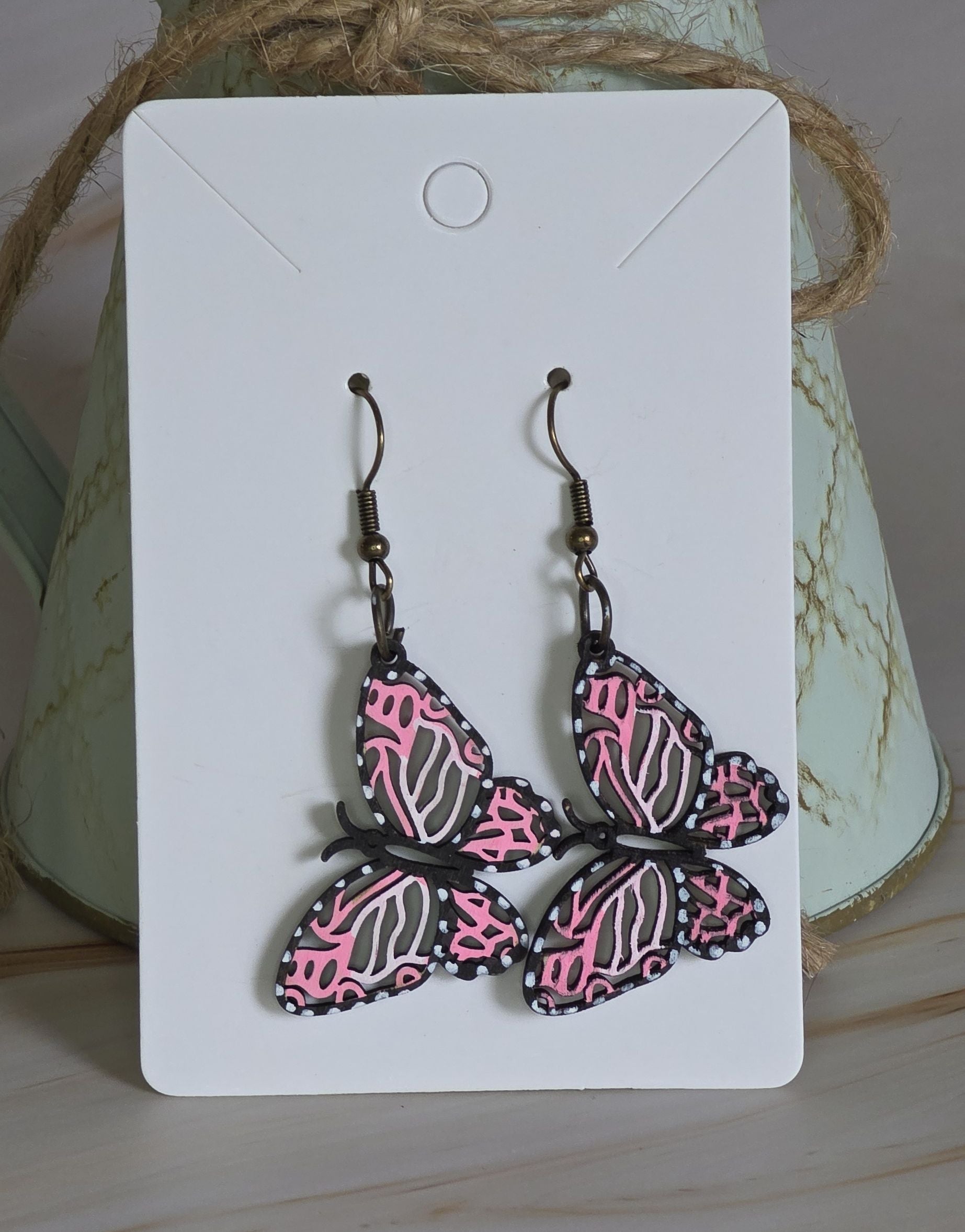 Laser Cut Butterfly Earrings (Hand Painted)