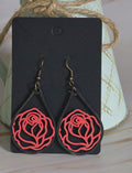 Laser Cut Rose Earrings (Hand Painted)