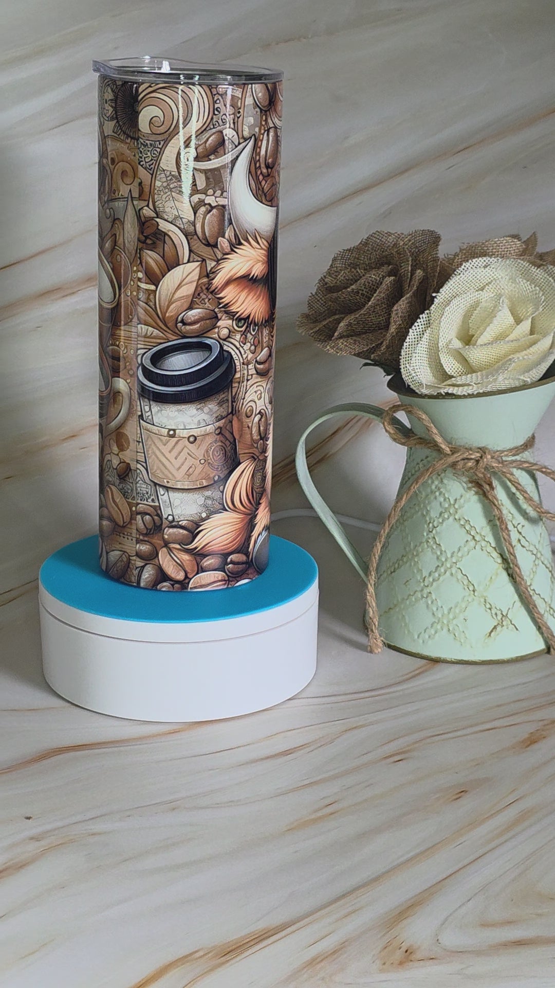 Coffee Lover Highland Cow 20oz Skinny Tumbler